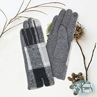 Plaid Check Patterned Touch Smart Gloves