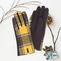 Plaid Check Patterned Touch Smart Gloves