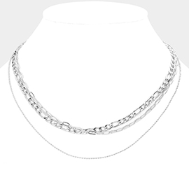 Triple Layered Metal Chain Necklace