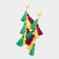 Mardi Gras Tassel Cluster Vine Dangle Earrings