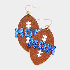 MOM Message Faux Leather Football Dangle Earrings