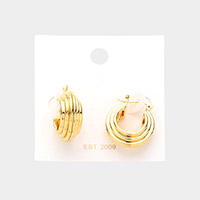 Abstract Metal Hoop Pin Catch Earrings