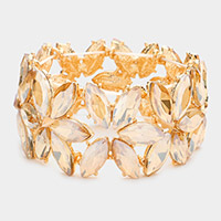 Floral Marquise Stone Cluster Stretch Evening Bracelet