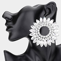Marquise Stone Trimmed Floral Evening Earrings