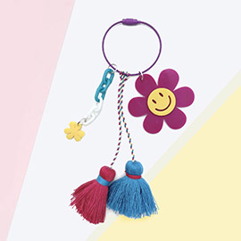 Smile Flower Tassel Bag Charm / Keychain