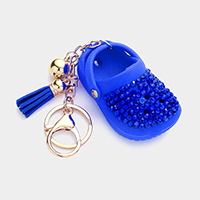 Bling Rubber Shoe Tassel Bell Keychain