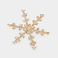 Stone Embellished Snowflake Pin Brooch