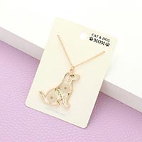 DOG MOM Pressed Flower Clear Lucite Pendant Necklace
