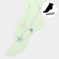 Rhinestone Embellished Starfish Charm Anklet
