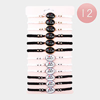 12PCS - I LOVE JESUS Message Pull Tie Adjustable Cinch Bracelets