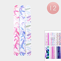 12 Set of 3 - Feather Fruits Star Tie Dye Geometric Patterned Nail Files