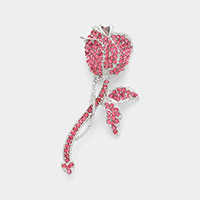 Rhinestone Embellished Rose Flower Pin Brooch