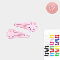 12 Set of 12 - Flower Snap Hair Clips