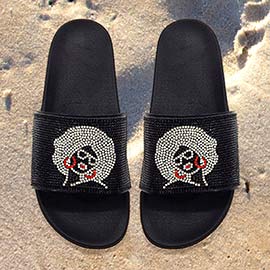 Bling Afro Girl Slide Sandal Slippers