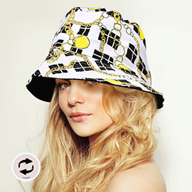 Reversible Chain Patterned Bucket Hat