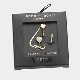 Secret Box _ 14K Gold Dipped Heart Bar Nose Clips
