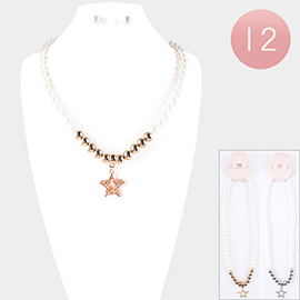 12PCS - Star Pendant Pearl Necklaces