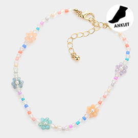 Flower Accented Beaded Anklet