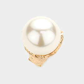 Bold Pearl Accented Metal Stretch Ring