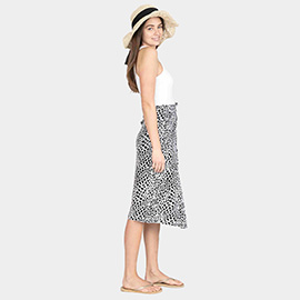 Animal Patterned Beach Cover Up Midi Wrap Skirt