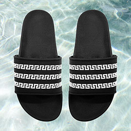 Greek Patterned Slide Sandal Slippers
