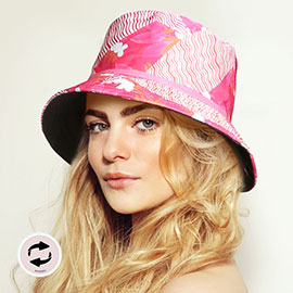 Reversible Floral Wavy Patterned Bucket Hat