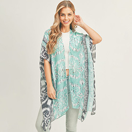 Swirl Patterned Cover Up Kimono Poncho