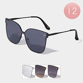 12PCS - Studded Retro Shield Cat Eye Sunglasses