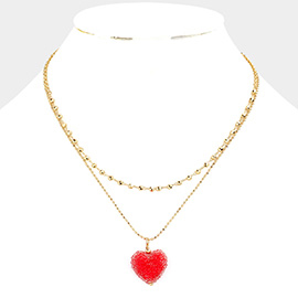 Heart Pendant Double Layered Necklace