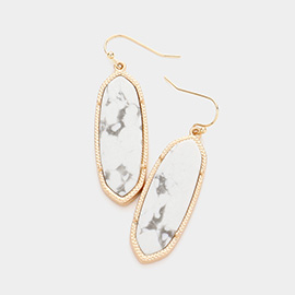 Semi Precious Hexagon Dangle Earrings