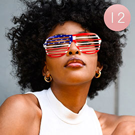12PCS - American USA Flag Shutter Glasses