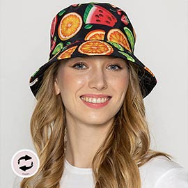 Reversible Mixed Fruits Patterned Bucket Hat