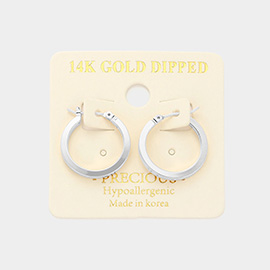14K White Gold Dipped 0.75 Inch Metal Hoop Pin Catch Earrings