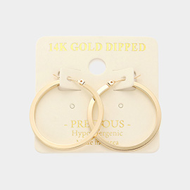14K Gold Dipped 1.2 Inch Metal Hoop Pin Catch Earrings