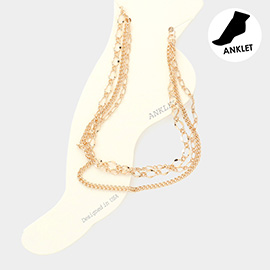 Metal Chain Link Triple Layered Anklet