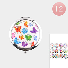 12PCS - Butterfly Printed Compact Mirrors