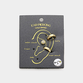Secret Box _ 14K Gold Dipped Metal Smile Huggie Hoop 3PCS Ear Piercings