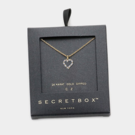 Secret Box _ 14K Gold Dipped CZ Heart Pendant Necklace