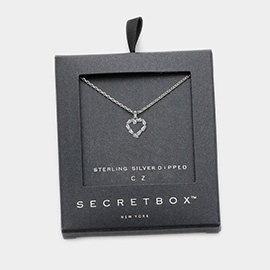 Secret Box _ Sterling Silver Dipped CZ Heart Pendant Necklace