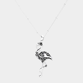 Metal Flamingo Pendant Necklace