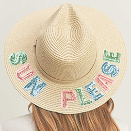 Sun Please Sequin Message Straw Panama Sun Hat