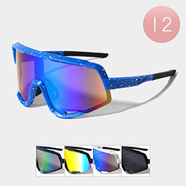 12PCS - Paint Splash Visor Style Sunglasses