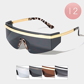 12PCS - Metal Pointed Visor Style Sunglasses