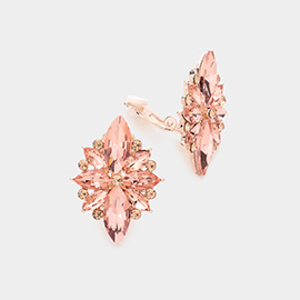 Marquise Round Stone Cluster Clip on Evening Earrings