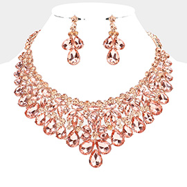 Multi Stone Cluster Evening Necklace