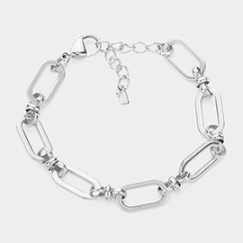18K White Gold Dipped Stainless Steel Chain Link Bracelet