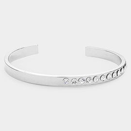 Rhinestone Embellished Metal Cuff Bracelet