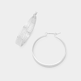 Textured Metal Hoop Pin Catch Earrings