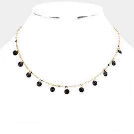 Round Bead Station Necklace