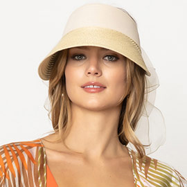 Bow Back Accented Straw Visor Sun Hat